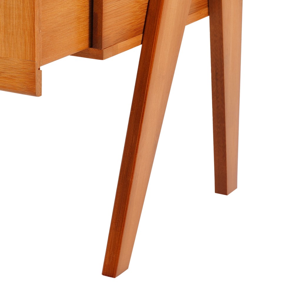 Bamboo Bedside Table, Trapezoidal Sofa Side Table, Bedside Table with Drawer