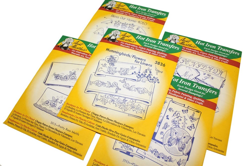 Aunt Martha's Iron On Transfer Patterns for Stitching, Medium, Multicolor
