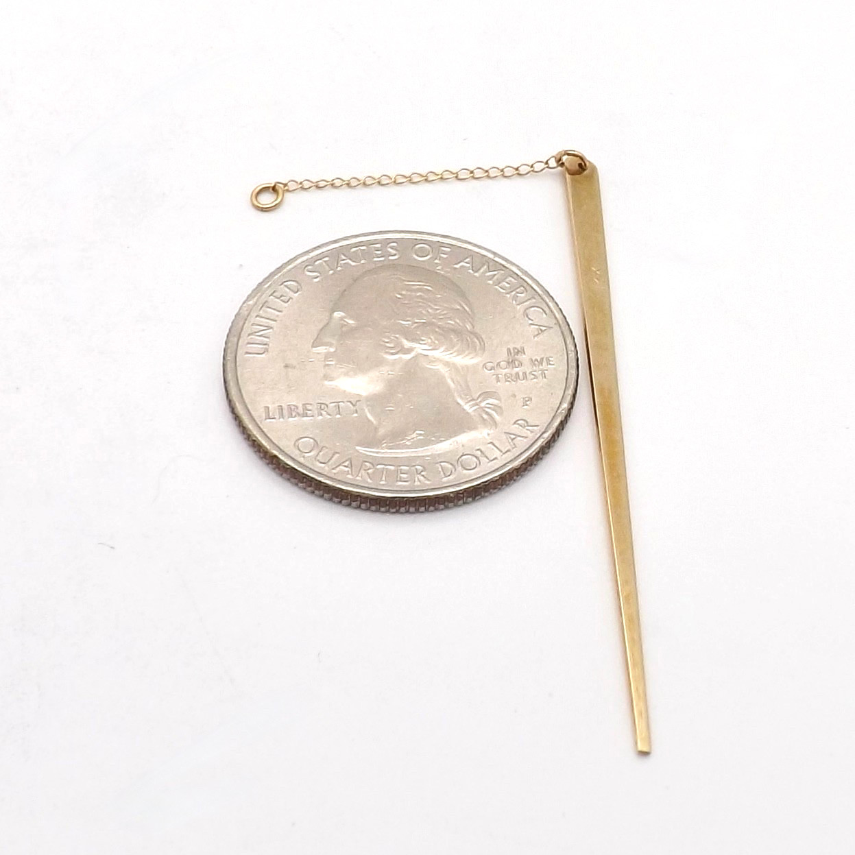 Solid 14k Yellow Gold Toothpick Charm Pendant Chatelaine Vintage 2in