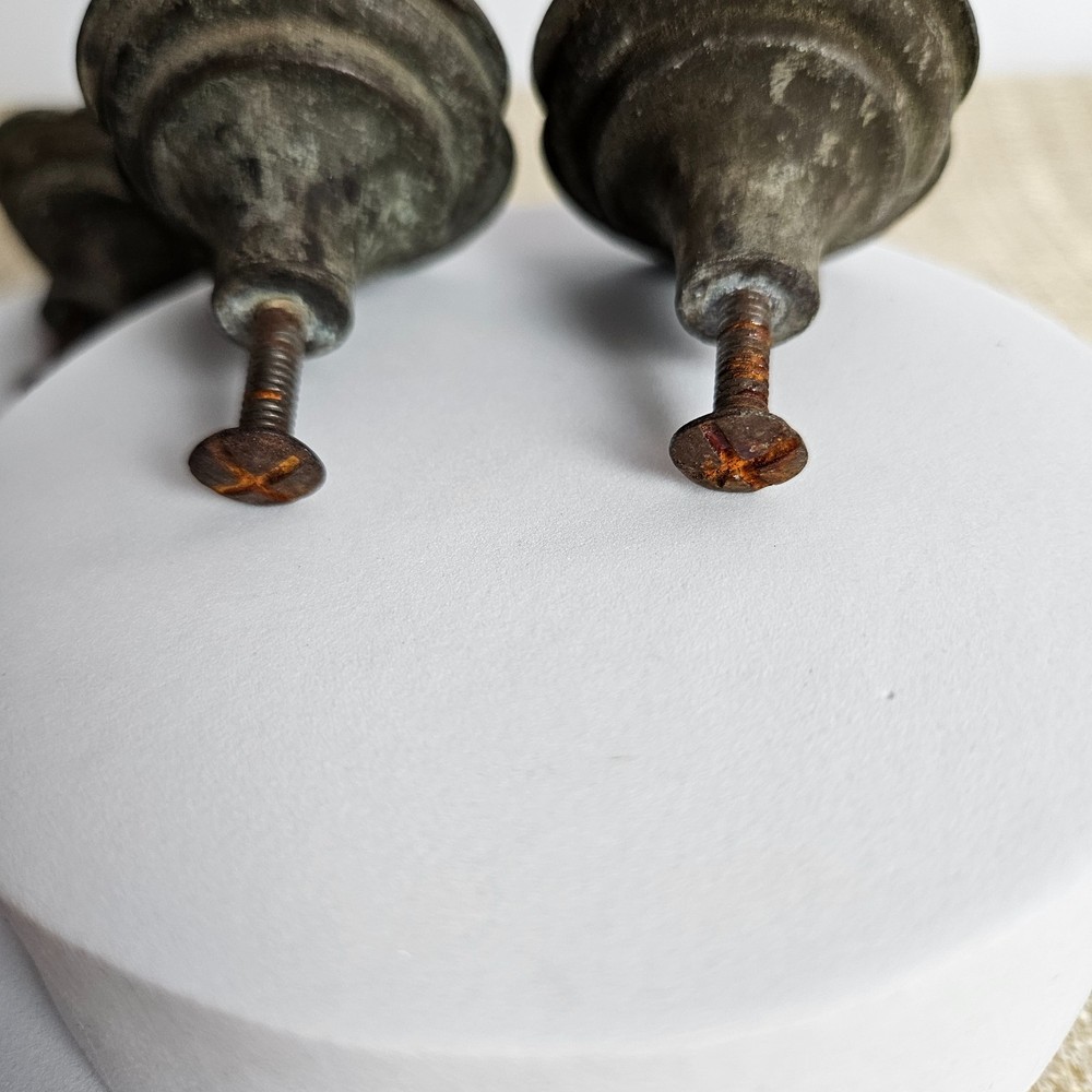 Unique Drawer Knobs Set 4 Antique Style Clover Patina Cast Metal Cabinet Pulls