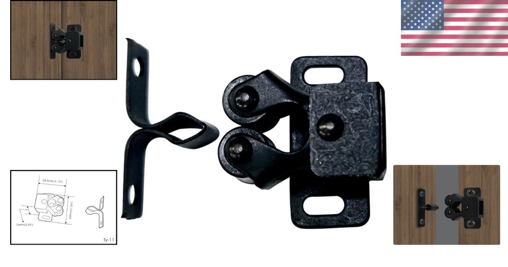 Adjustable Silent Roller Catch, Matte Black, 1-1/4", 25 Pack