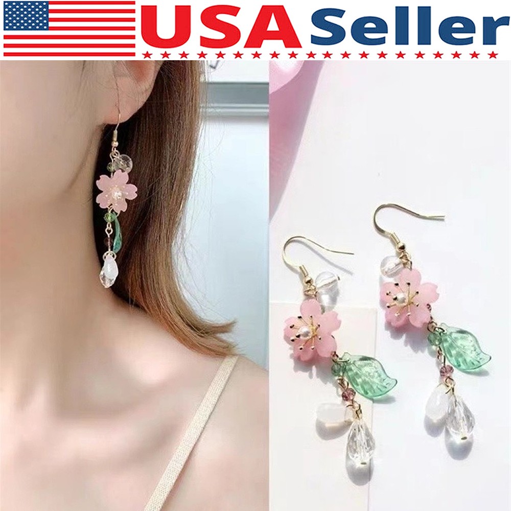 Women Sweet Flower Dangle Earrings Ear Drop Gift for Daughters / Girlfriends