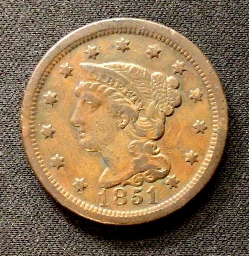 1851 Large Cent F! ENN Coins