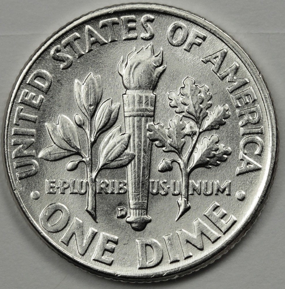 1960-d Roosevelt Dime. Fully Separated Horizontal Torch Lines. BU. (Inventory E)