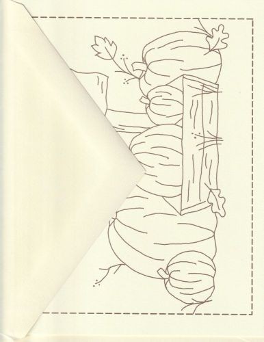 Pumpkin Patch Embroidery Pattern, Note Card and Envelope ~ 3 items for 1 price