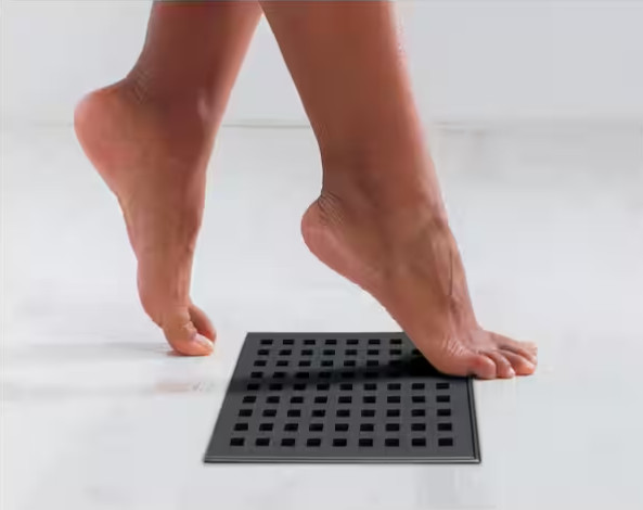 RELN 8" x 8" Square Matte Black Shower Drain w/ Square Pattern Drain