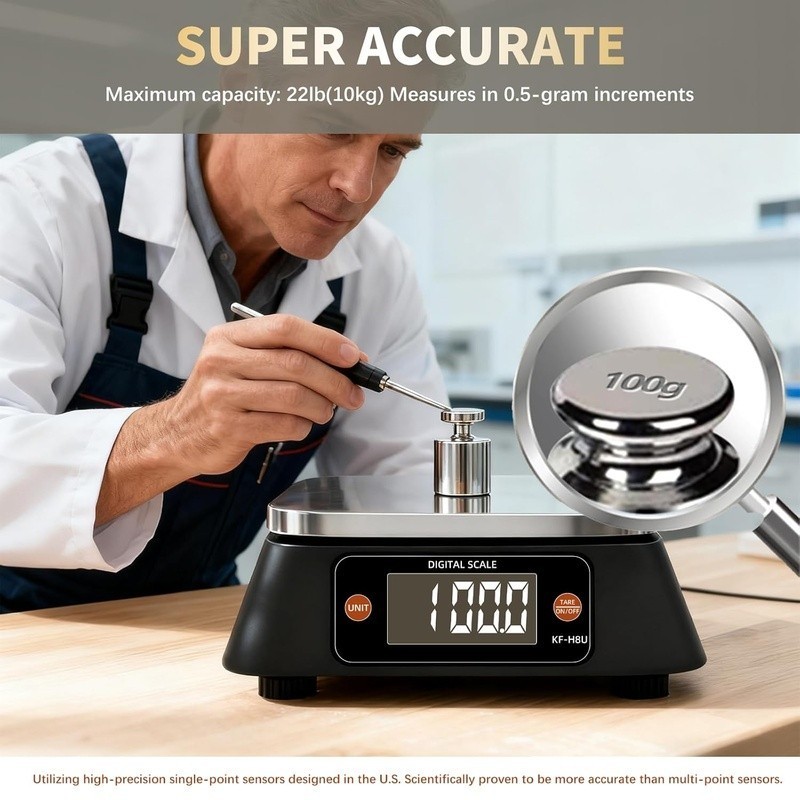 Digital Kitchen Scale High Precision Tare Function Stainless Steel Platform 10kg