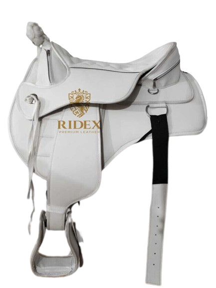 White Synthetic Treeless Western style with Extra Panel 15".