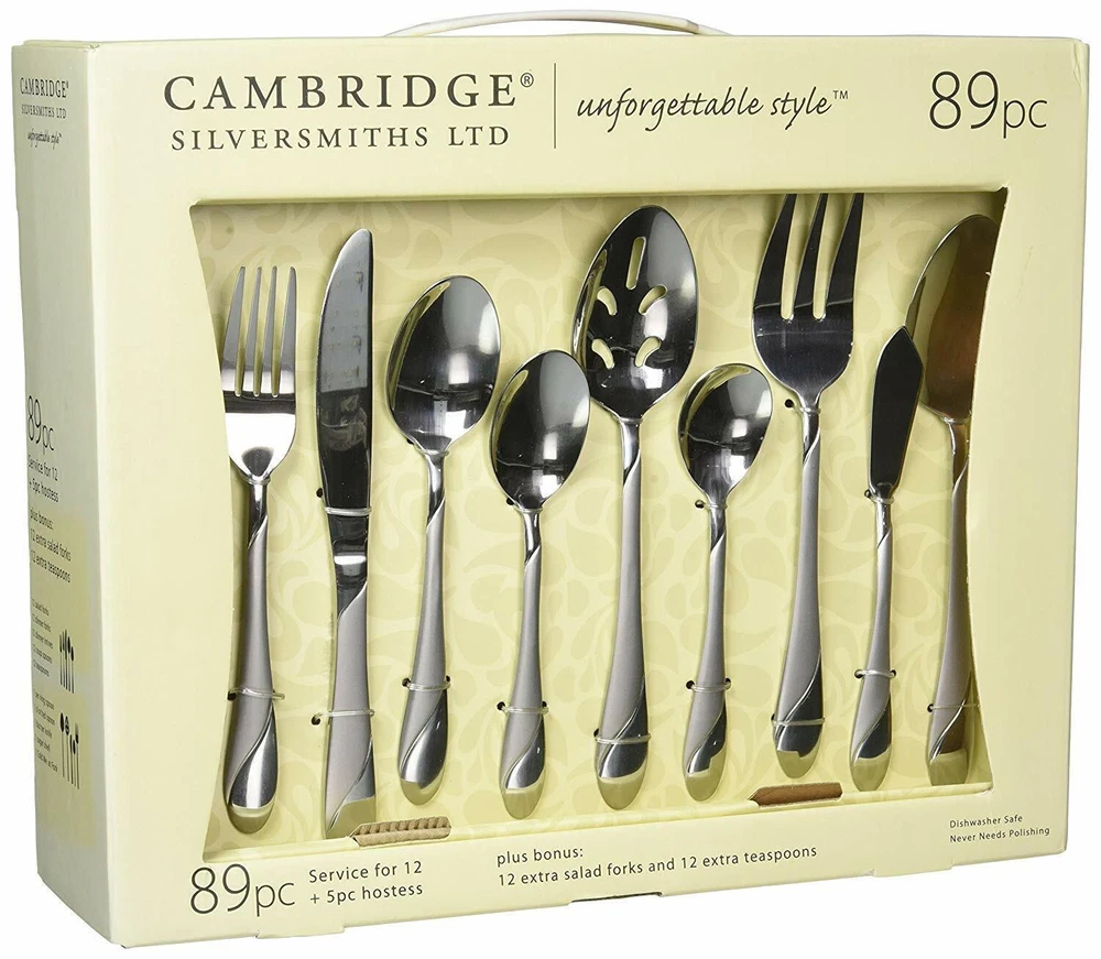 Flatware Service for 12 Stainless Steel Silverware with Hostess Set 89 Pieces
