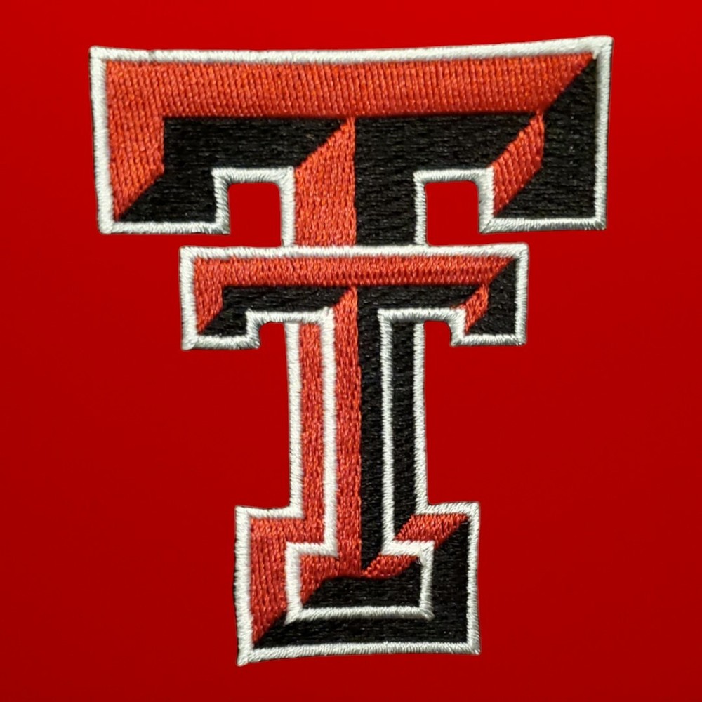 Texas Tech Patch. Embroidered. Iron On Backing. 3"x2.5"