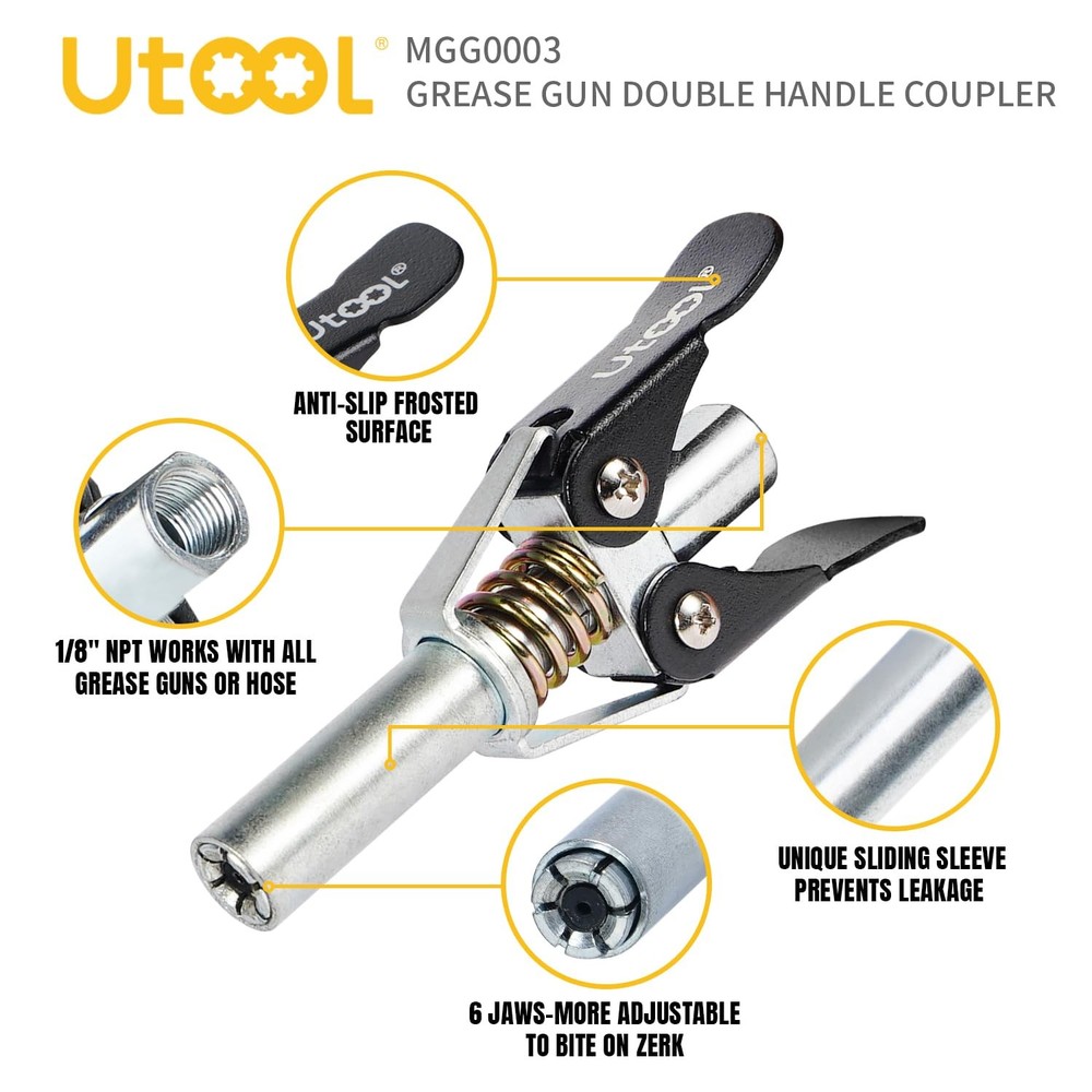 UTOOL Grease Gun Accessory Kit | 1PC Double Handle Coupler 1PC_Coupler_2H