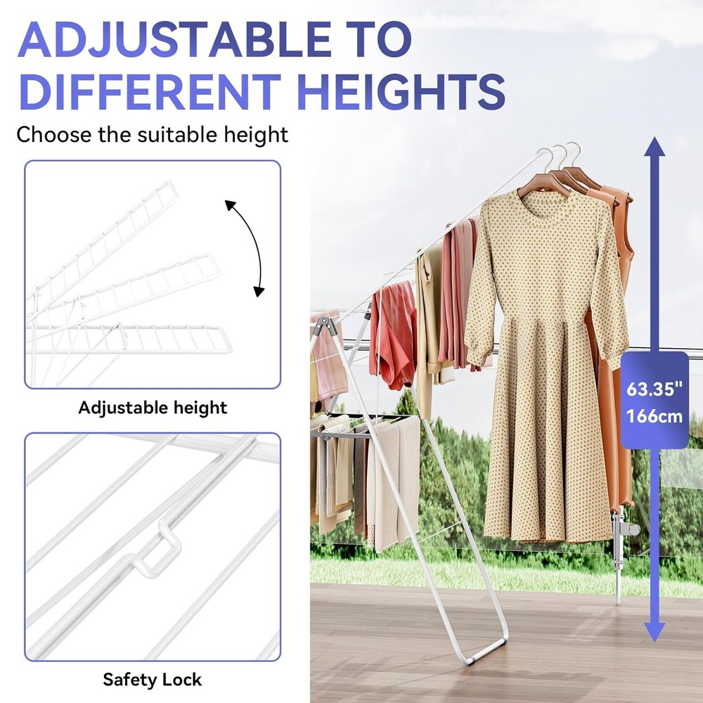Clothes Drying Rack Foldable Oversized Drying Rack Clothing W/ U-Shaped Foot