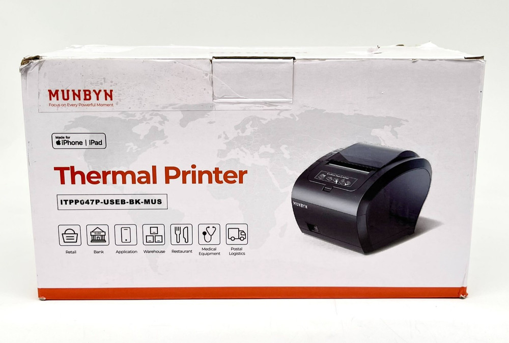 MUNBYN Multipurpose Thermal Receipt Printer Model ITPP047P - Black