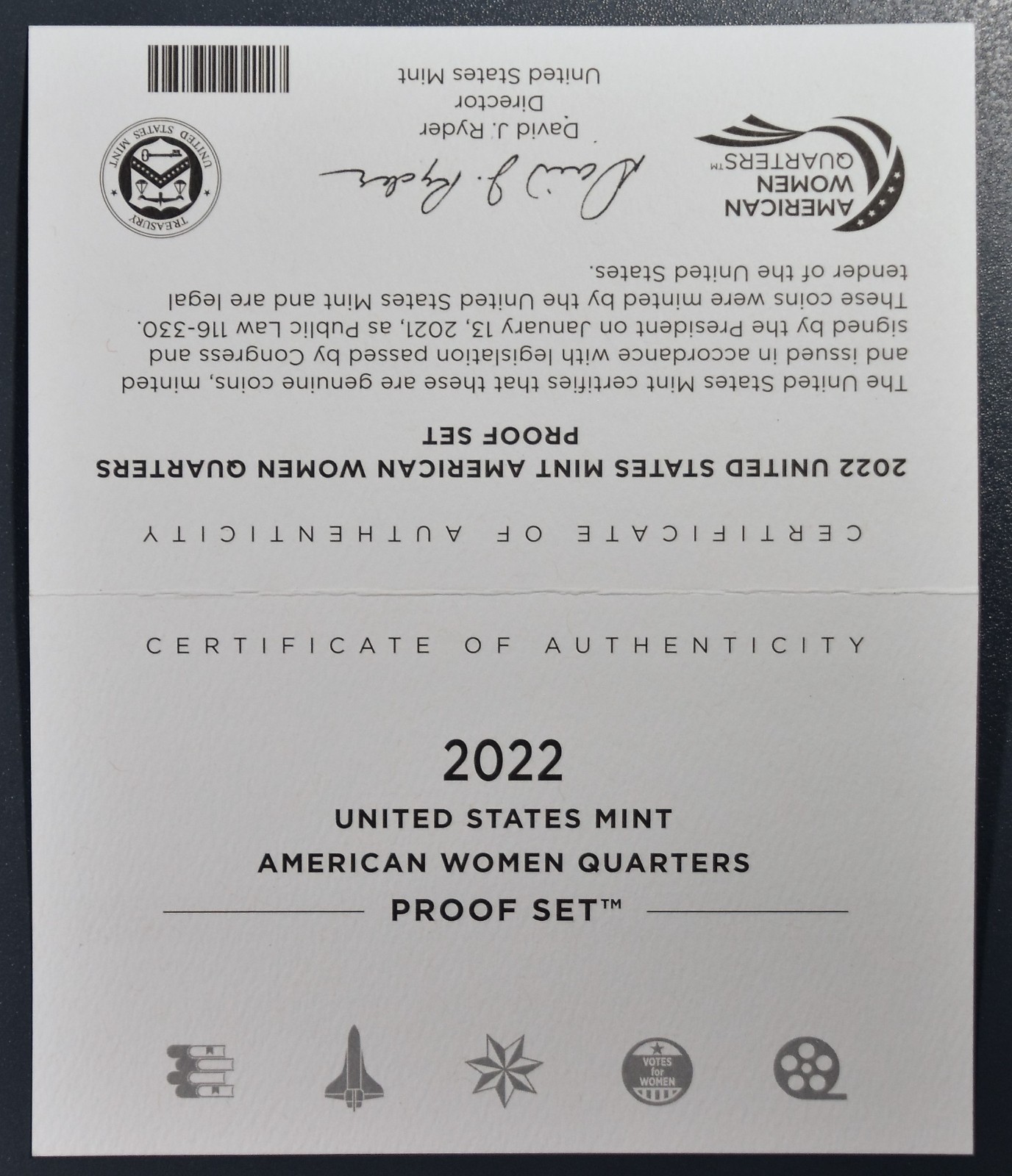 2022-S US MINT AMERICAN WOMEN QUARTERS PROOF SET 5-Coins IN OGP & COA A6273