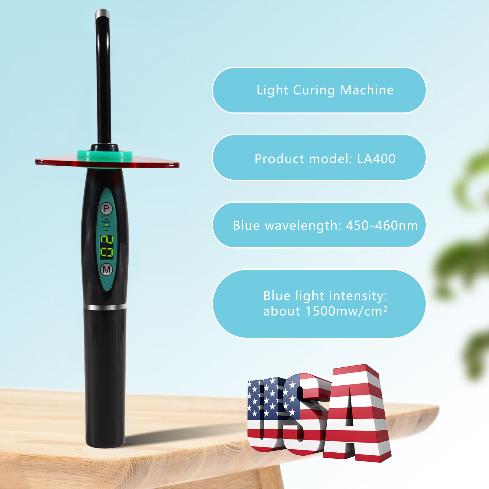 Dental Wireless Cordless LED Cure Curing Light Lamp 2000mw 5W Tool Resin Cure US