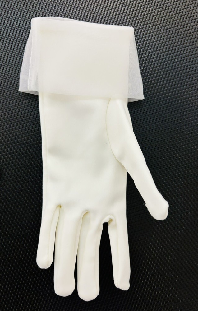 Girls Gloves Diamond White Rhinestone Detail First Communion