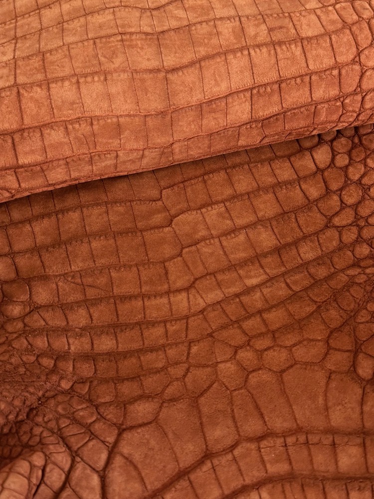 Crocodile Leather Suede Brandy