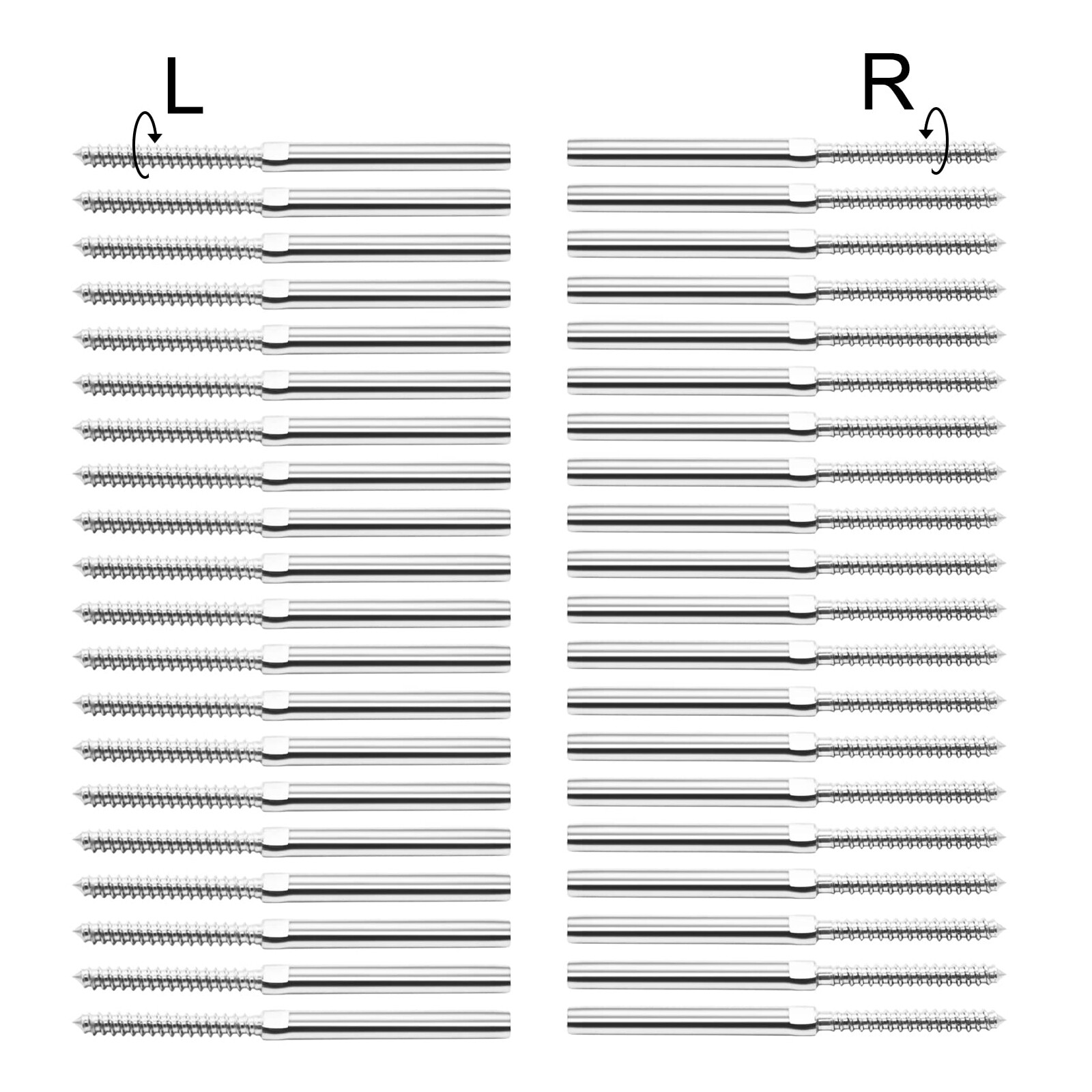 T316 Stainless Steel Lag Stud Hand Swage Left-Right Cable Railing for 3/16"Cable