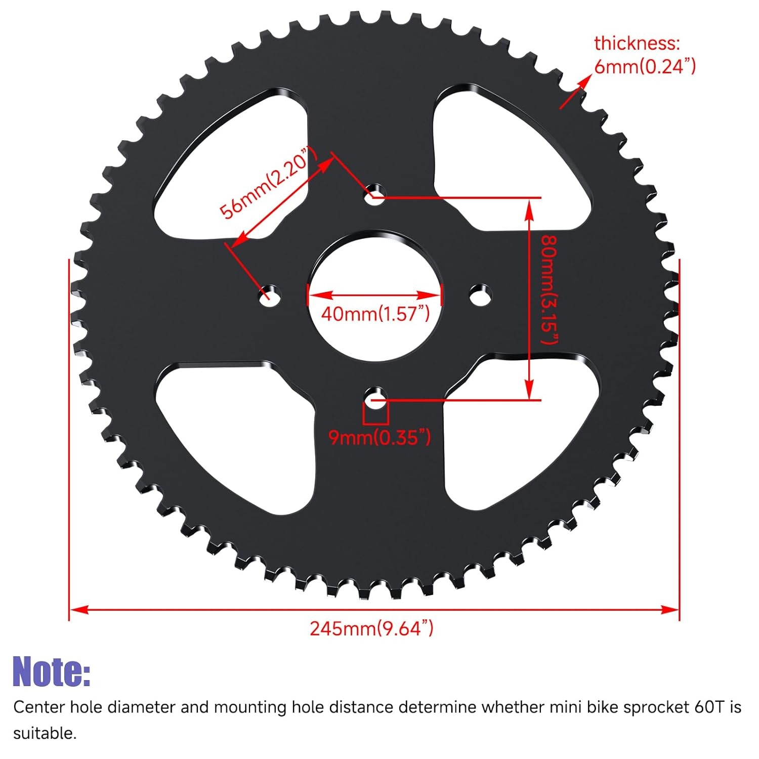60 Tooth Sprocket 420 Chain Kit For CT200U BT200X Predator 212cc 196cc MB200