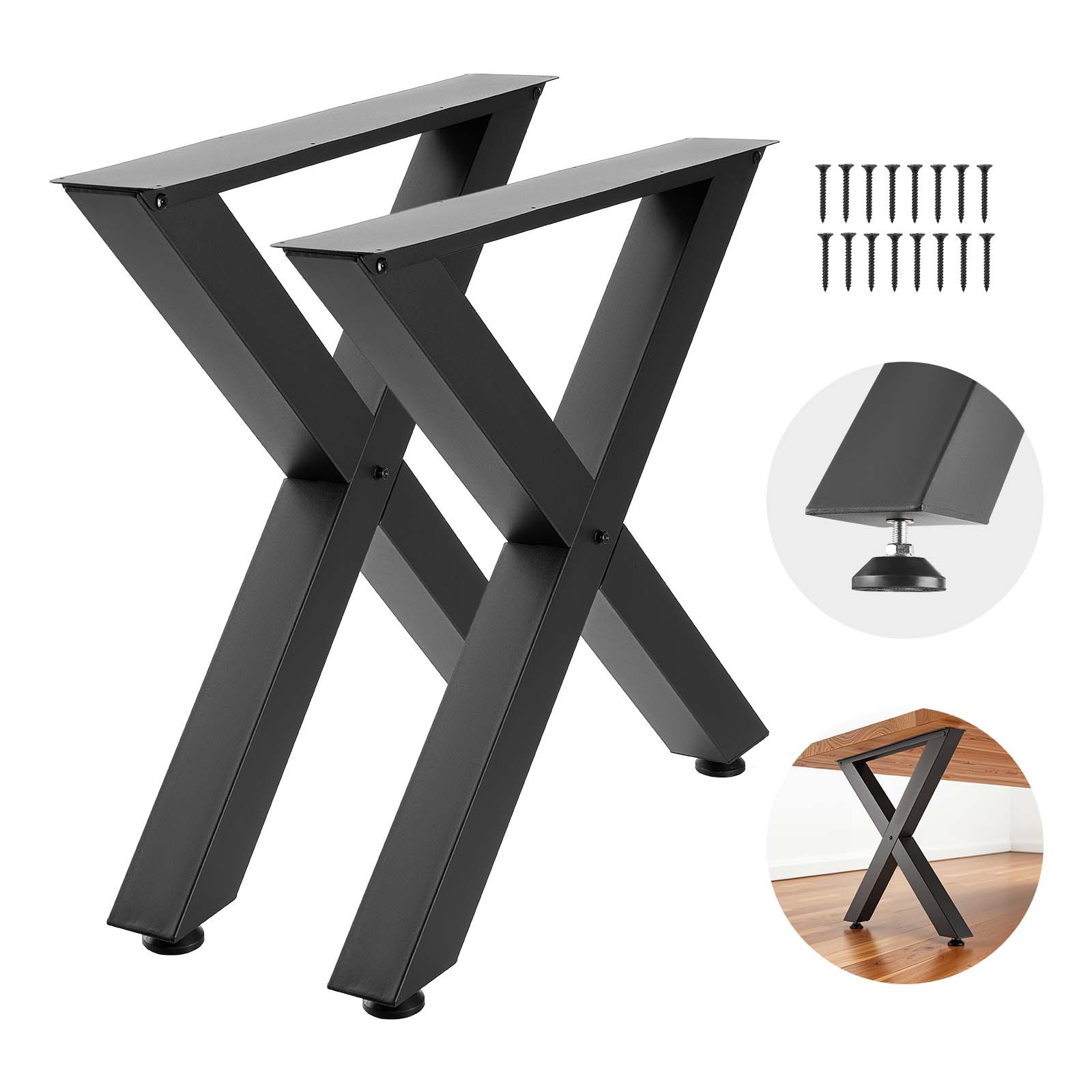 VEVOR Steel Table Legs 29.5 x 31.1 in X Frame 2204 lbs Heavy Duty Set of 2 Black