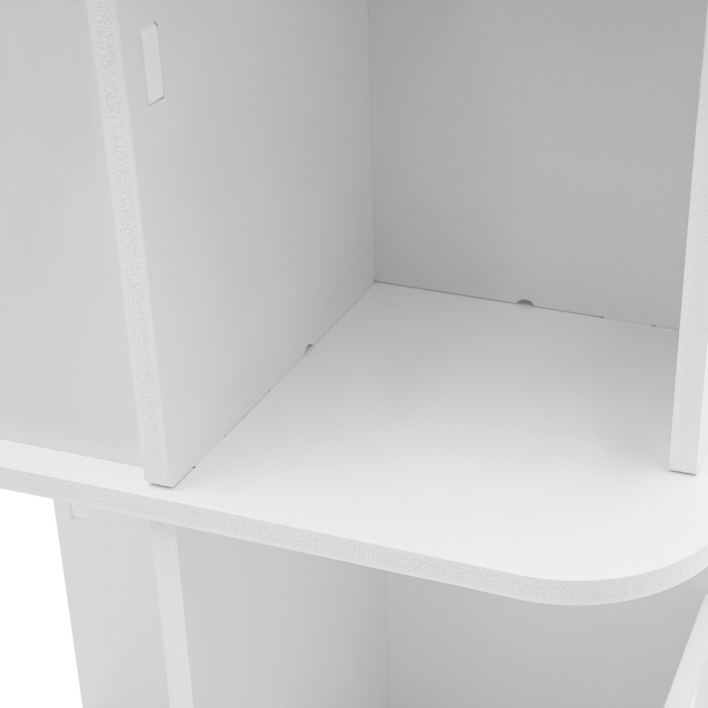 360° Rotating Bookshelf Small Corner Bookcase 2 Tier White Standing Bookcase