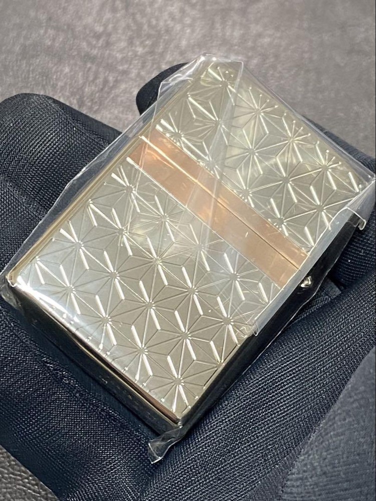 Zippo Asanoha Pink Gold Silver Etching Double Sided Processing Lighter Regular