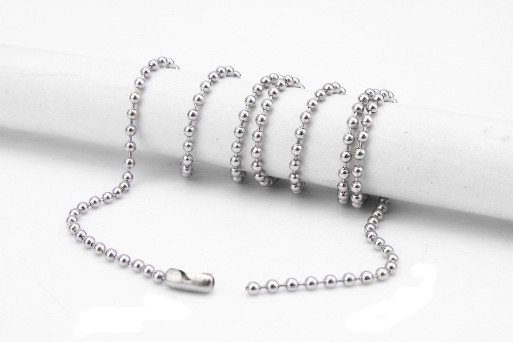 5pcs/lot Stainless Steel Round Ball Bead Chain Necklace Men Women 1.6/2/2.4/3mm