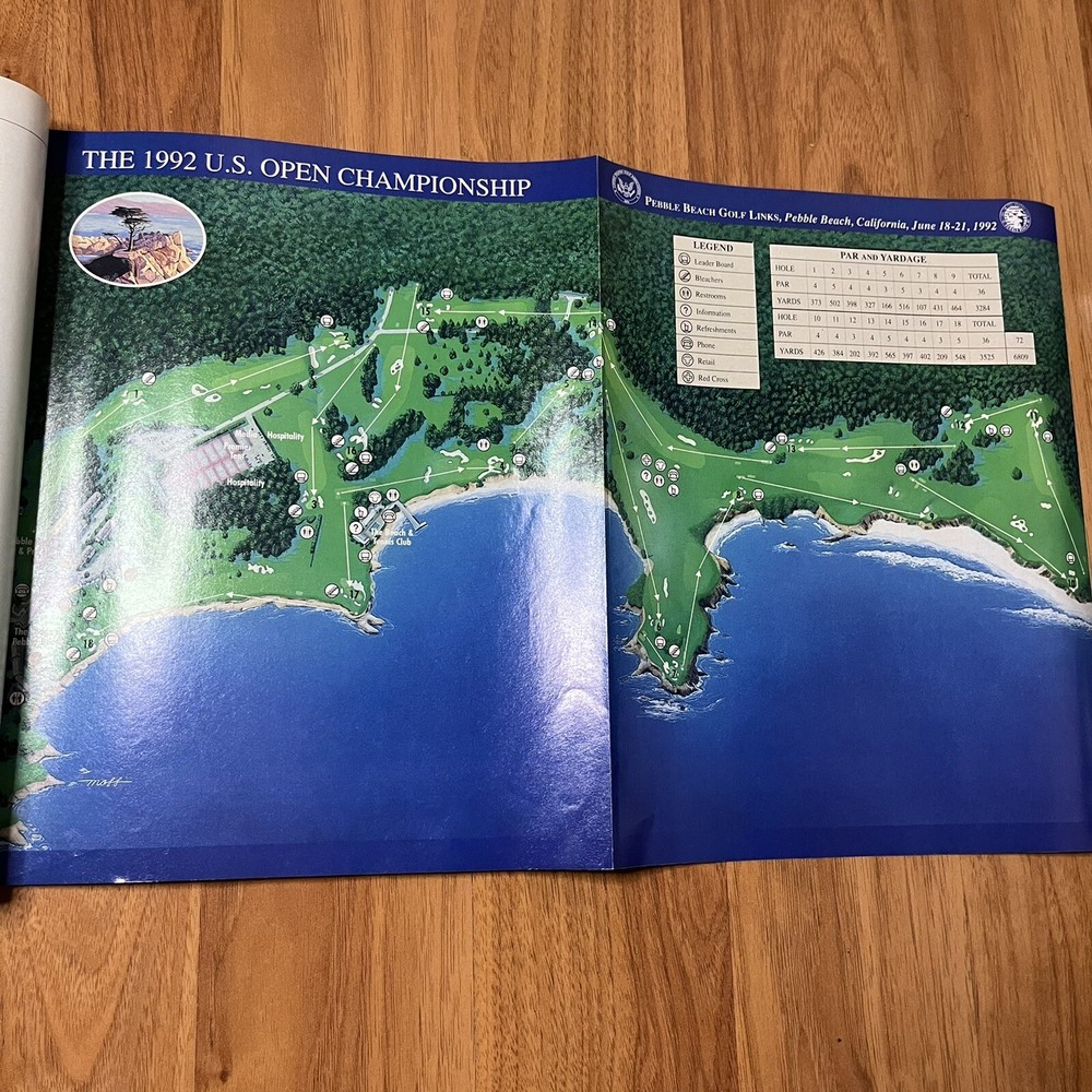 1992 US Open Championship Golf Program Pebble Beach Tom Kite