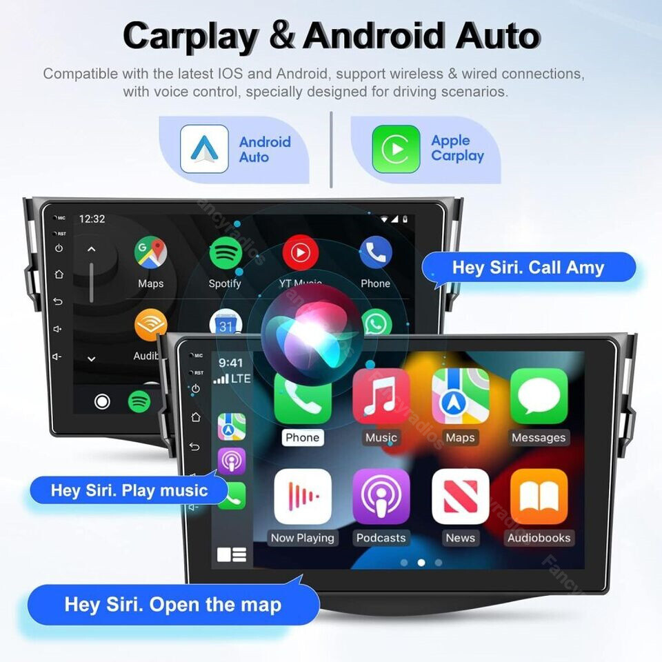 Apple Carplay Car Stereo Radio For Toyota RAV4 2007-2012 Android 15.0 GPS Camera