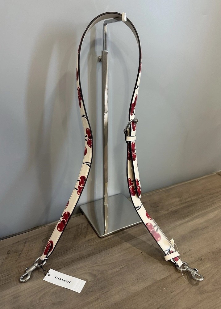 COACH Replacement Strap Cherry Print Smooth Leather CZ020 Silver/Chalk Red Multi