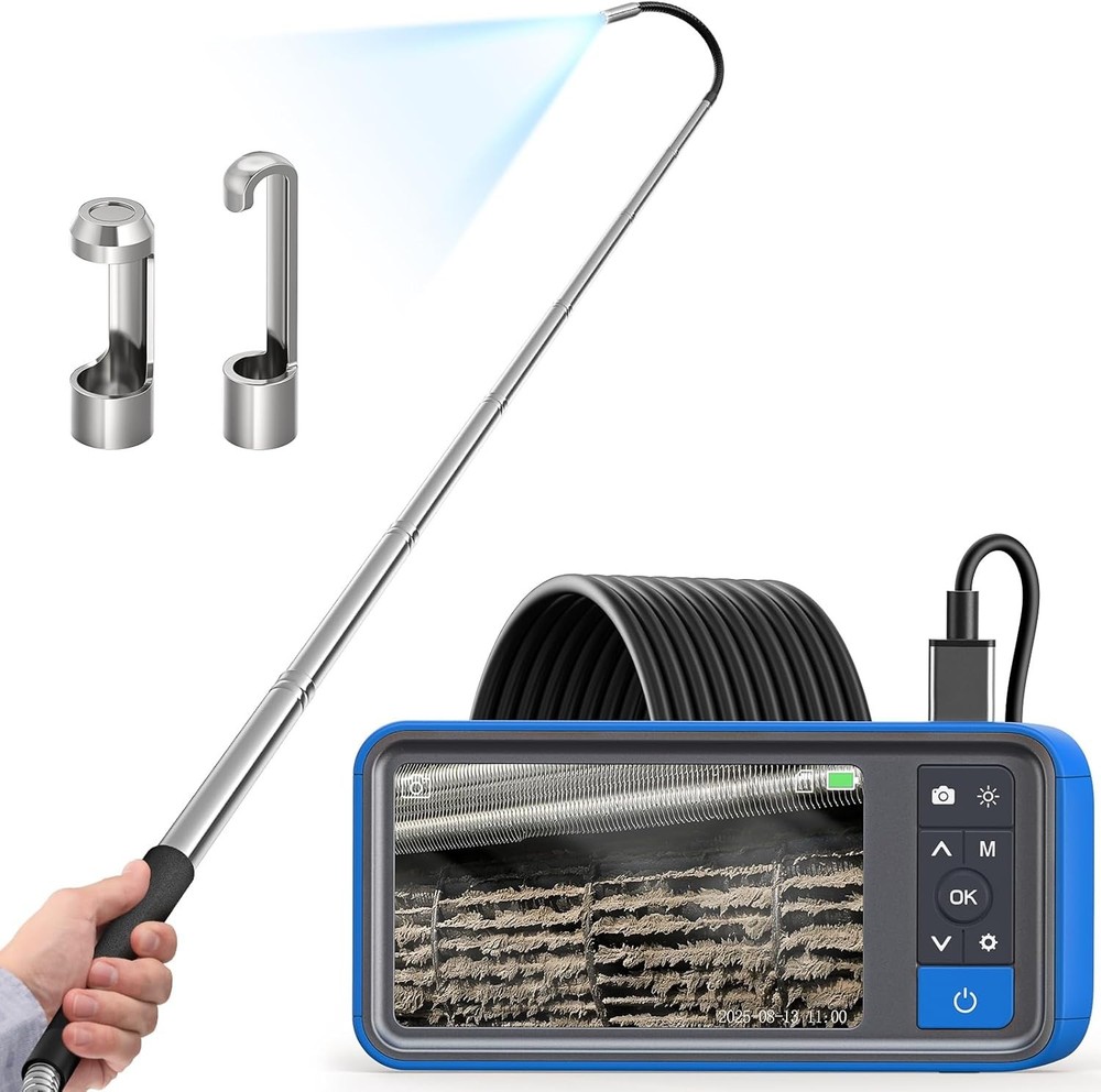 Teslong Telescopic Endoscope Borescope Inspection Camera 5FT Telescoping Pole