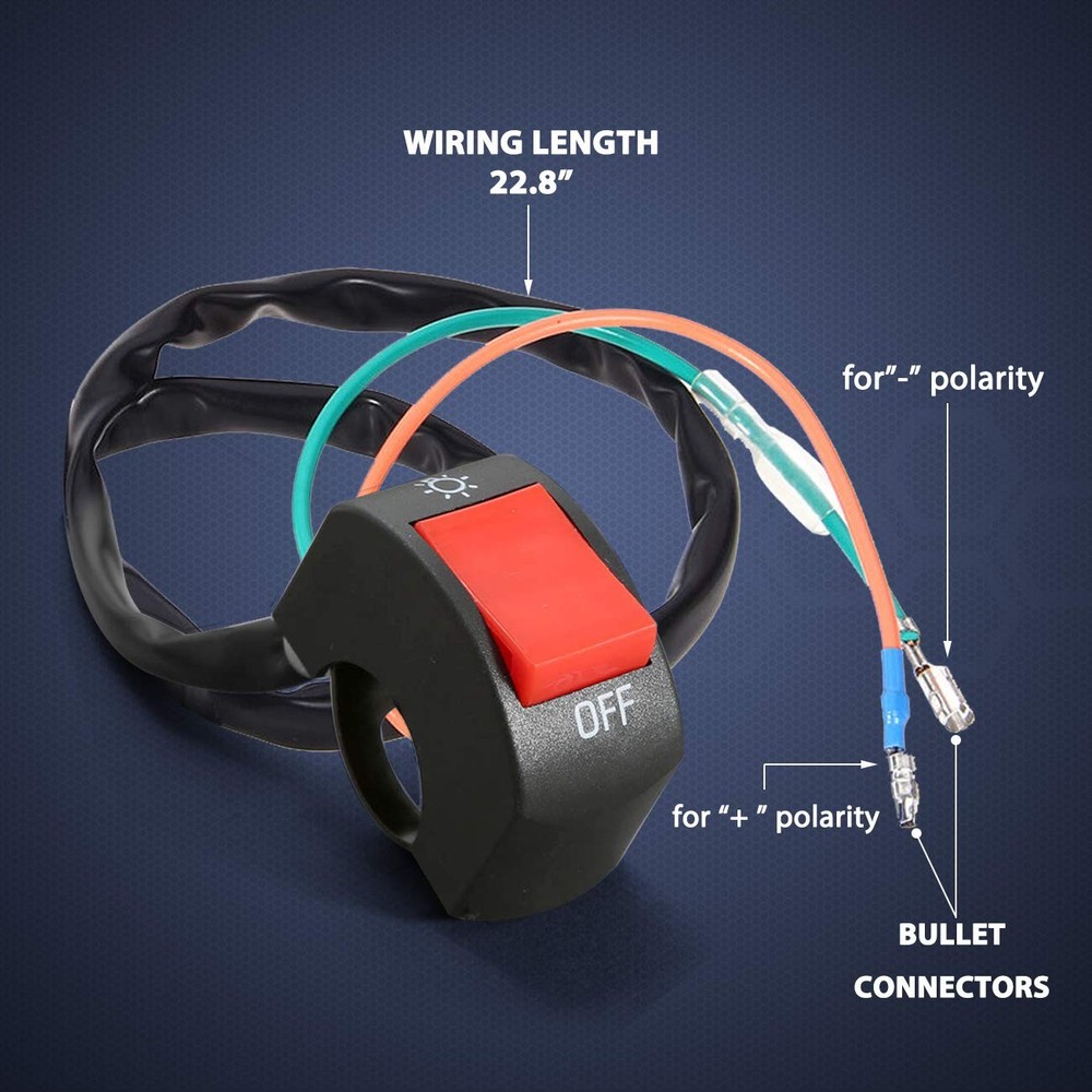 2 Pieces Motorcycle Light Switch Handlebar Toggle with 2 Pieces, Red