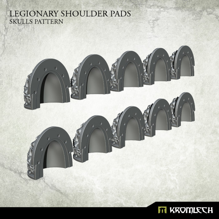 Kromlech Legionary Shoulder Pads: Skulls Pattern (10) New