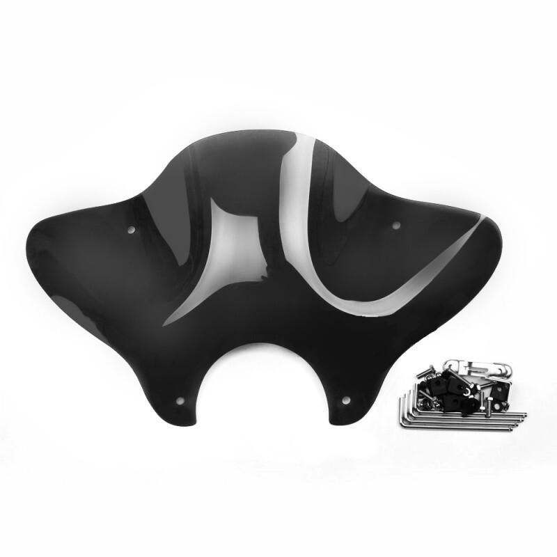 Windshield Batwing + 4-Point Mounting Kit for Custom Bikes dark smoke