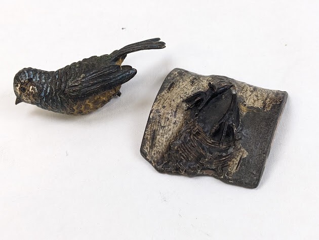 Antique Austrian Vienna Cold Painted Bronze Bird Miniature As-Is for repair