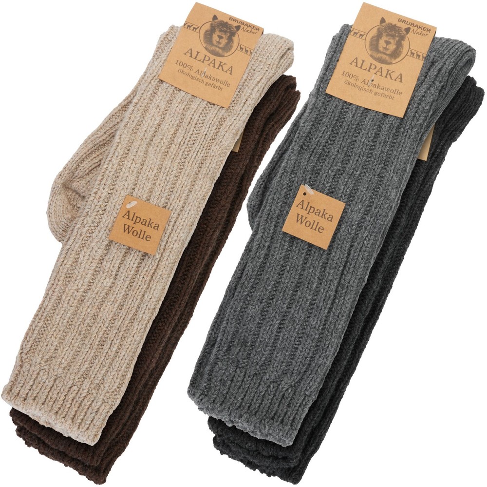 BRUBAKER Alpaca Wool Socks - Knee High - 4 Pairs