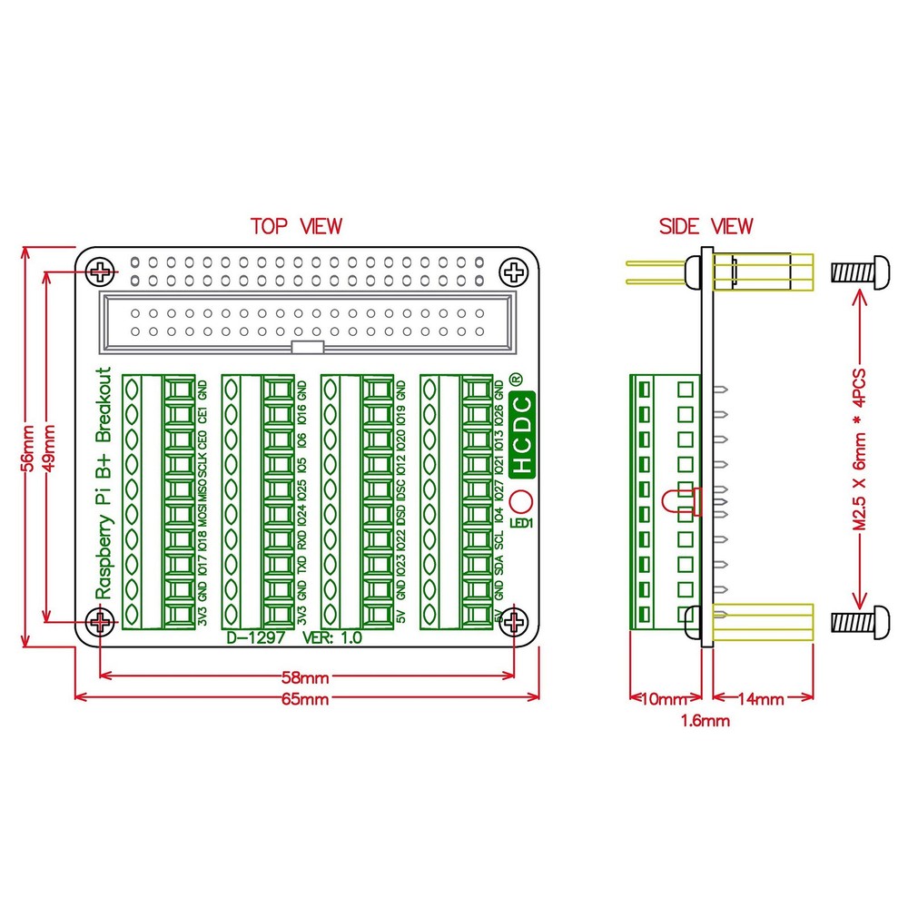 RPi GPIO Terminal Block Breakout Board HAT Raspberry Pi Expansion Module