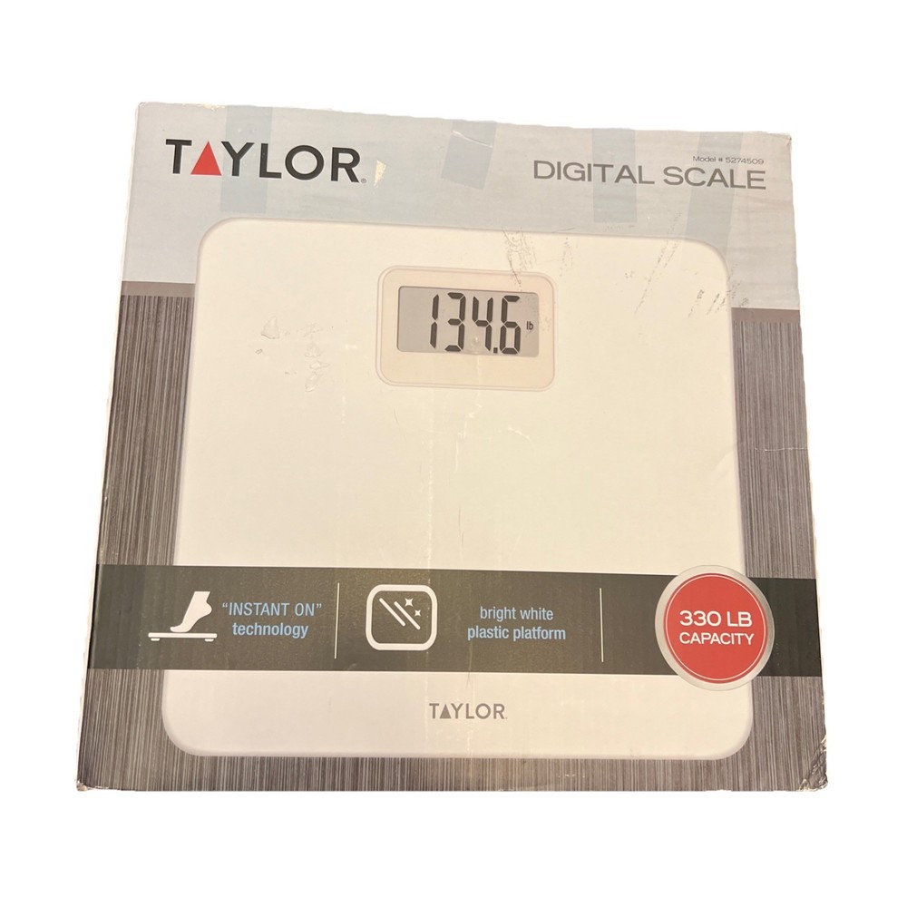 TAYLOR® PRECISION Digital Plastic Bath Scale, White, 330-Lb. Capacity. Open Box