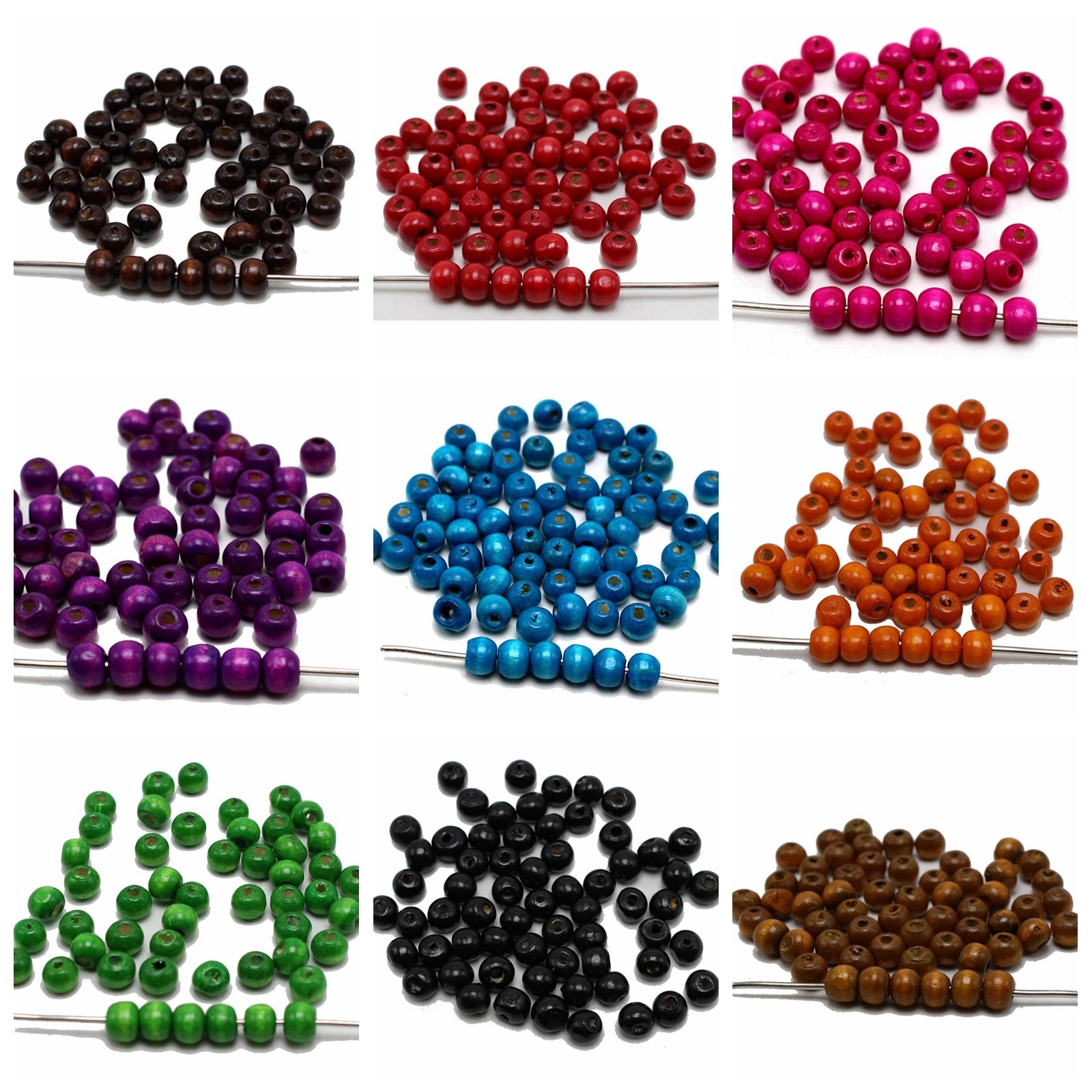 500 Round Wood Beads 8mm Wooden Spacer Beads Jewelry Making Color Choice