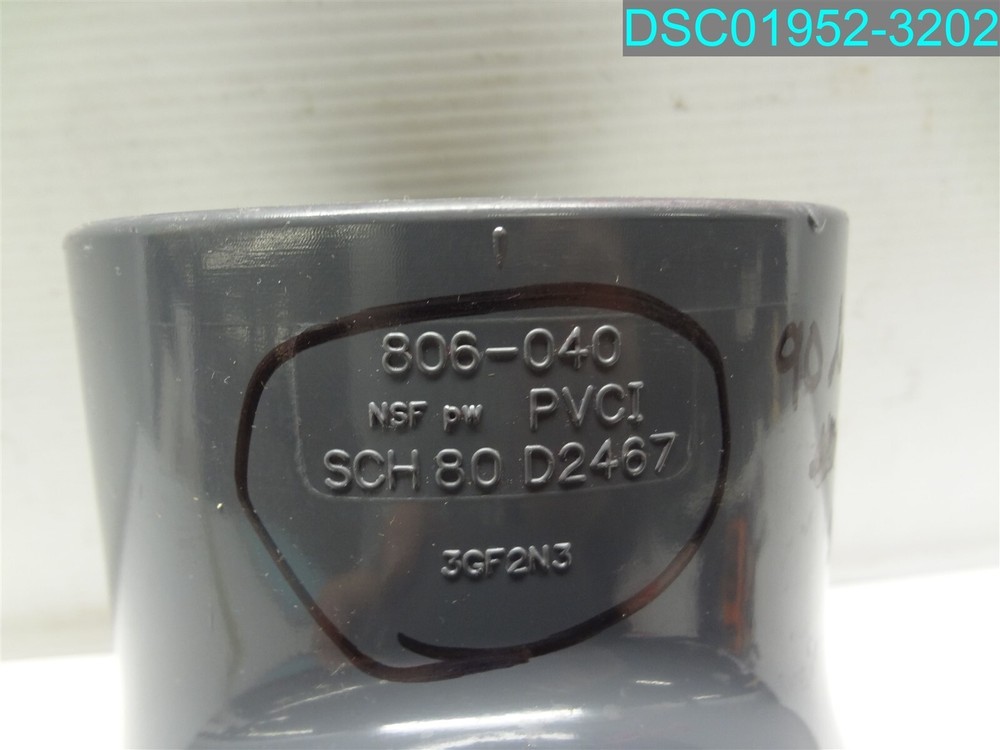 4" Schedule 80 PVC 90 Deg Elbow Socket, 806-040 Gray