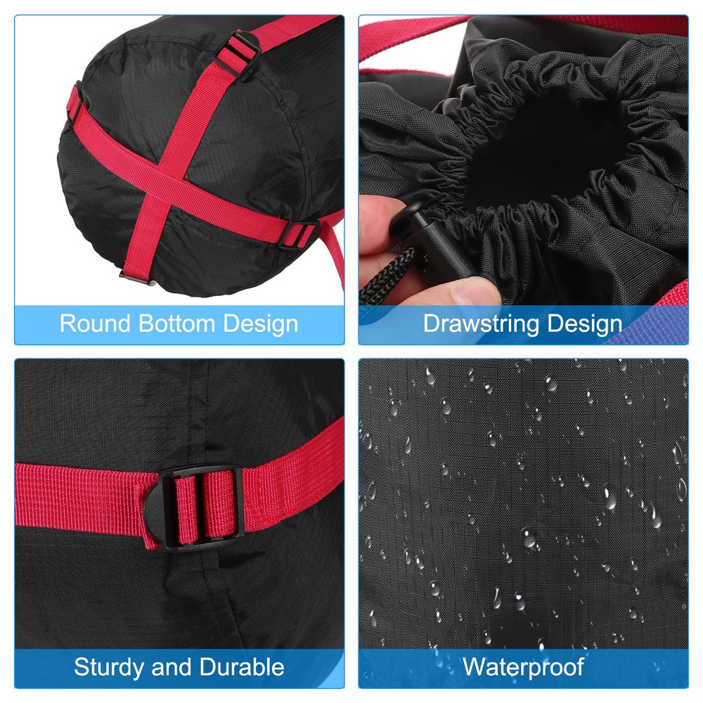 2 Pack Compression Stuff Sack S Size Waterproof Sleeping Bag Sack Black Red