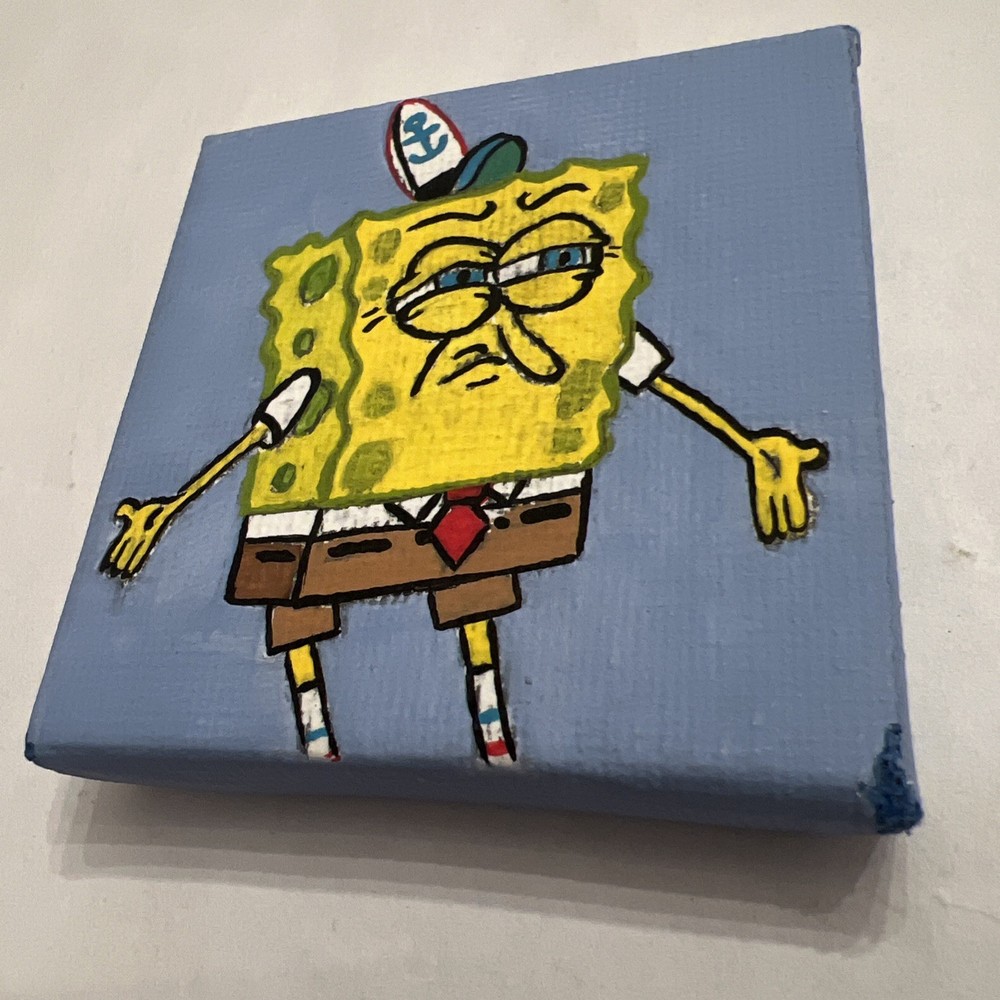Handpainted Stretched Canvas Spongebob