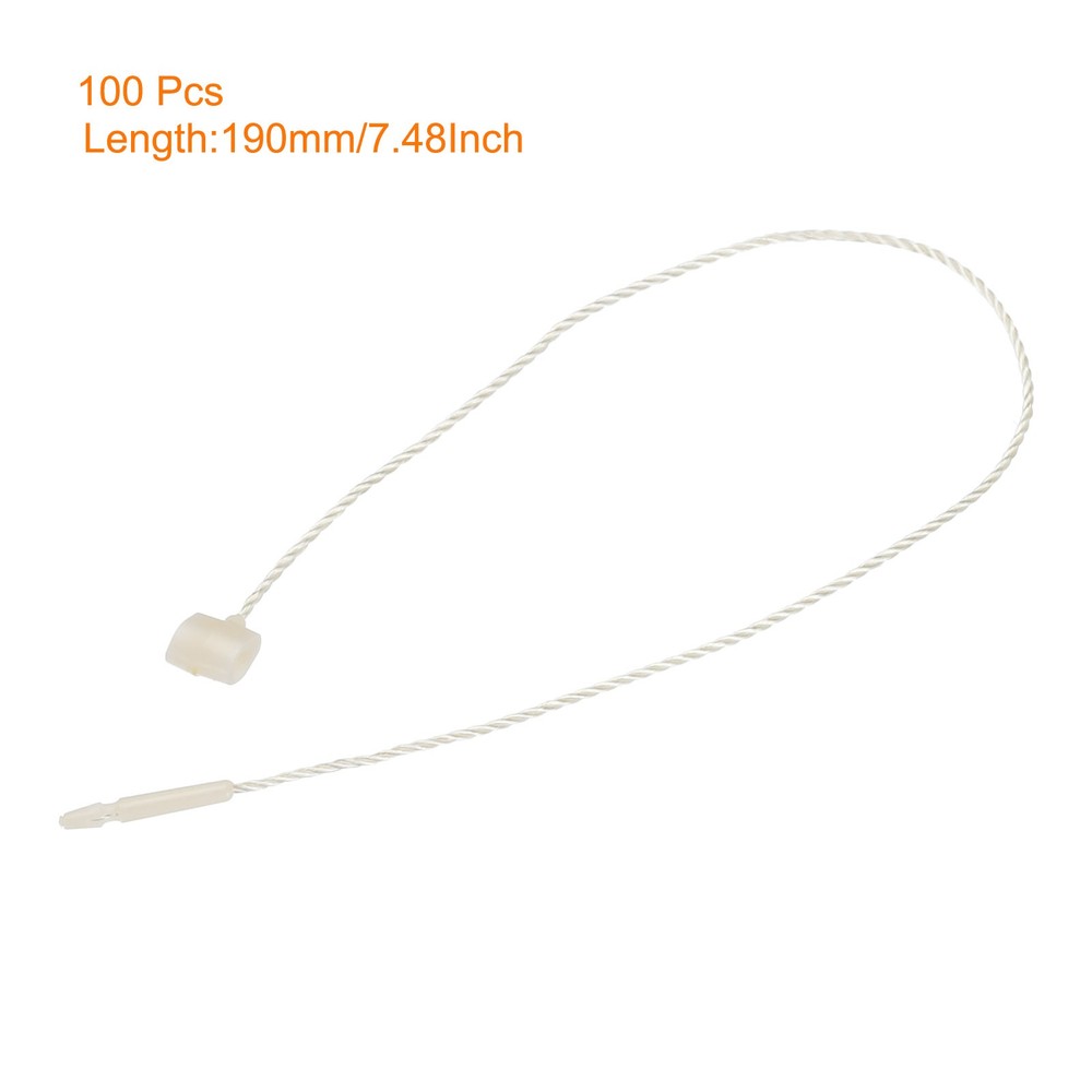 Polyester Rope Hang Tag String Snap Lock 190mm,1mm 100 Pcs,White