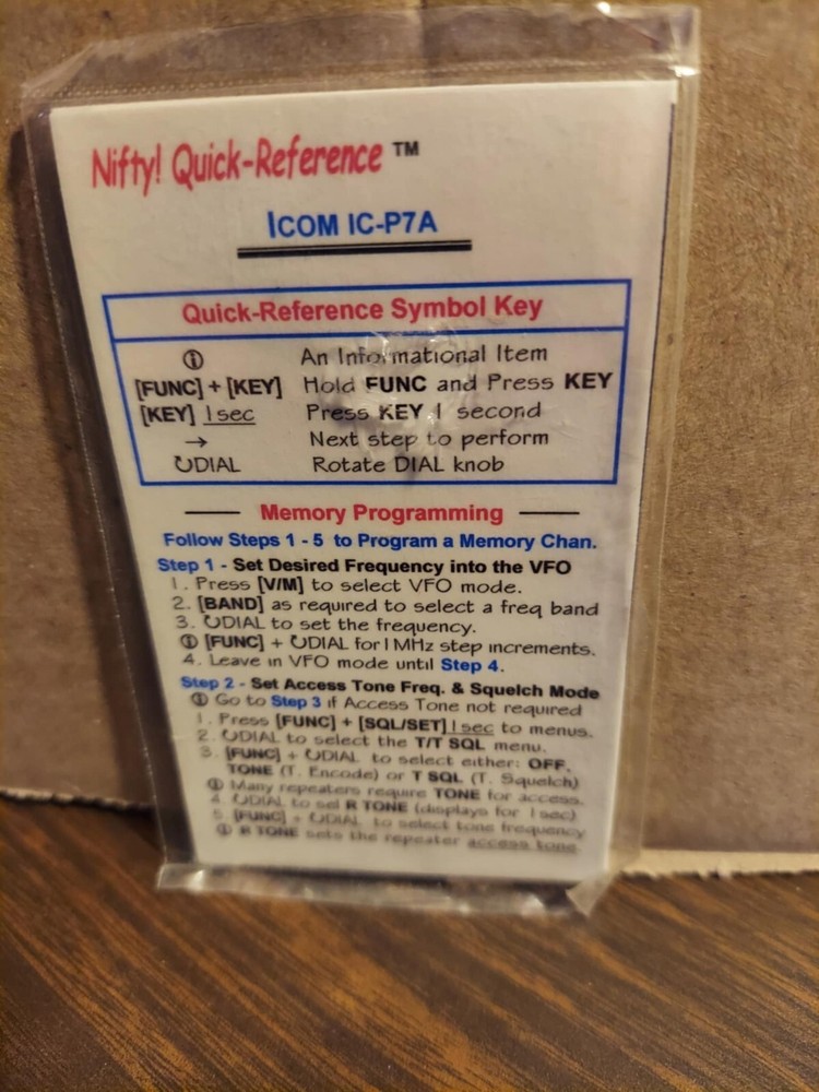 Nifty! Quick-Reference    ICOM IC-P7A        ~~~NEW!!~~
