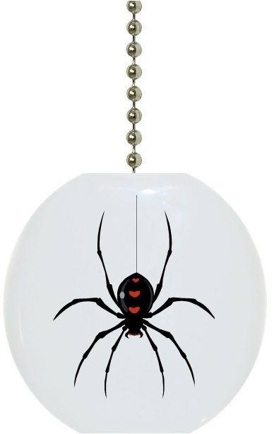 Black Spider Solid CERAMIC Ceiling Fan Light Lamp Pull