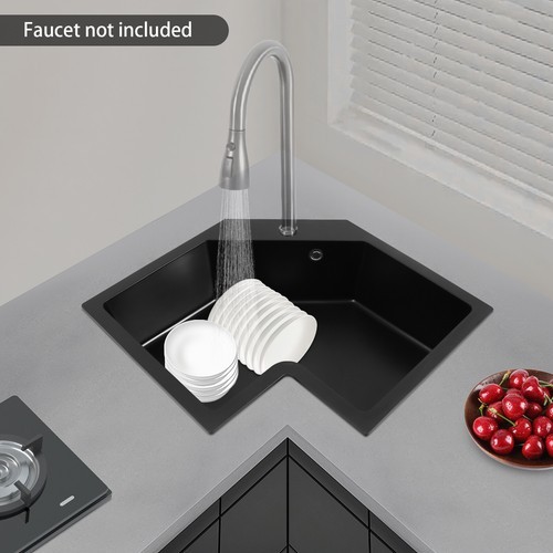 Undermount Flushmount Corner Kitchen Sink Irregular Kitchen Sink w/ Strainer
