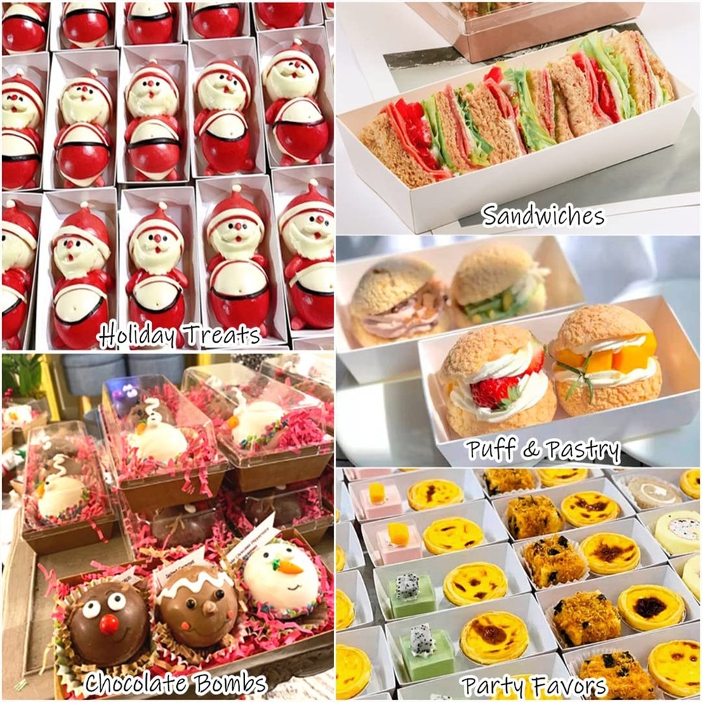 Charcuterie Boxes with Clear Lids, 50 Pack Kraft Bakery Boxes, Cookie Boxes, ...