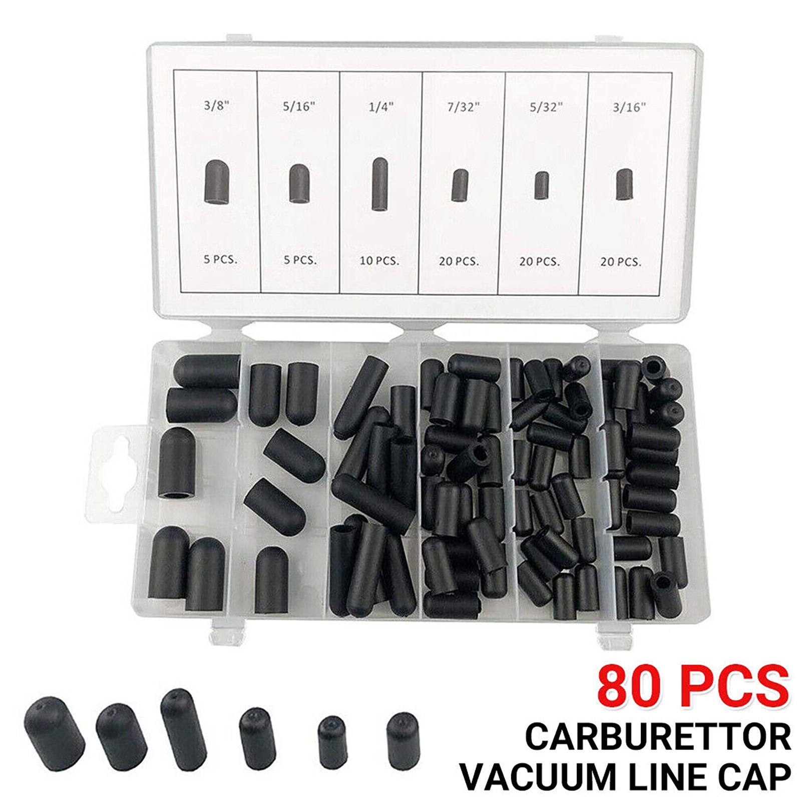 80pcs Silicone Hose Cap Vacuum Cap Block Off Assortment Kit For Manifold