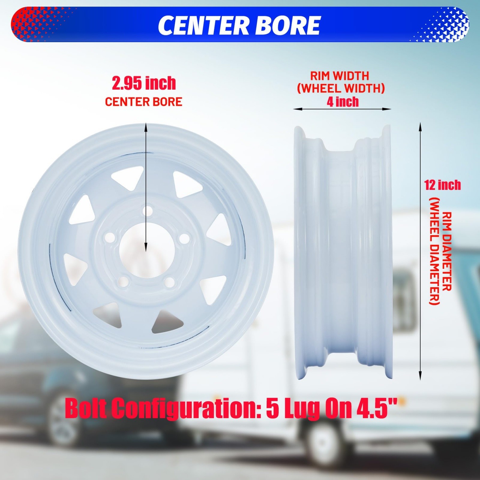 2-Pack 4.80x12 Trailer Tires & Wheels 5-Lug on 4.5" Bolt Pattern 12" Rim 4.80-12