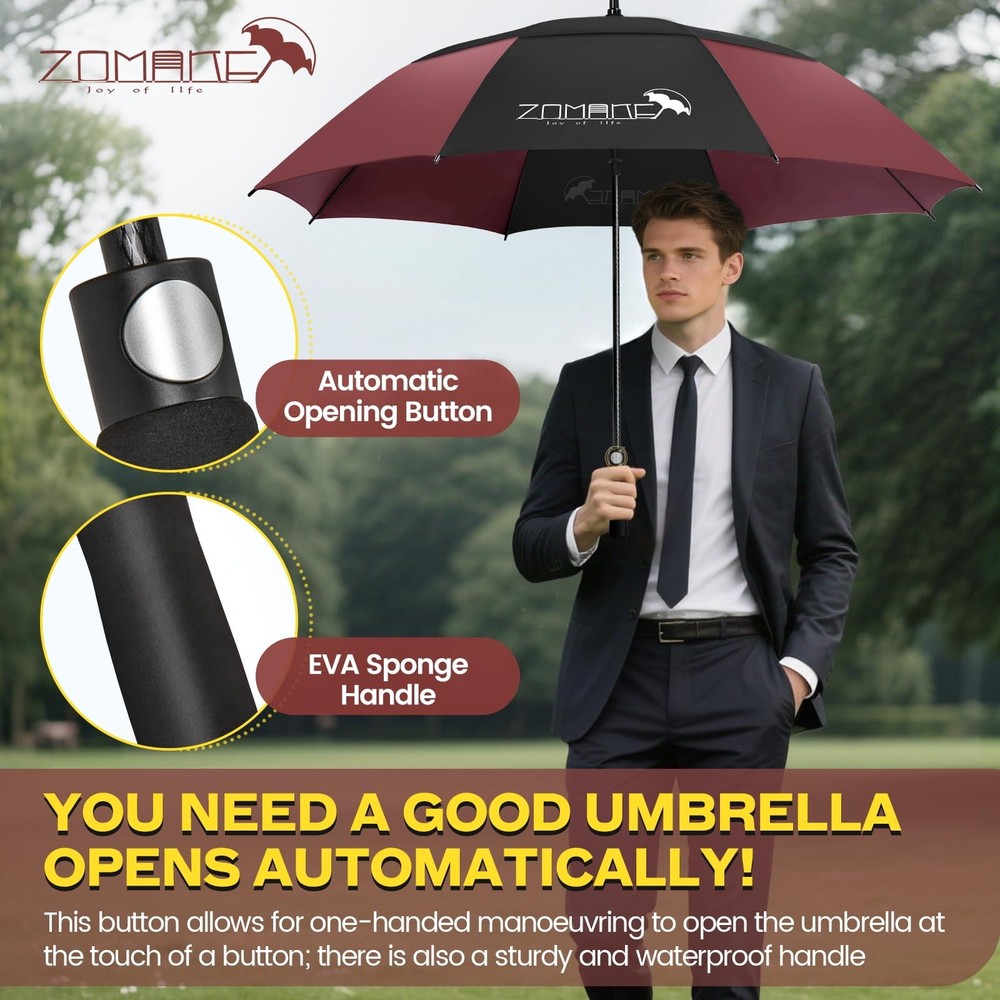 ZOMAKE 62/68 Inch Golf Umbrella Extra Large Oversized Windproof Automatic Open